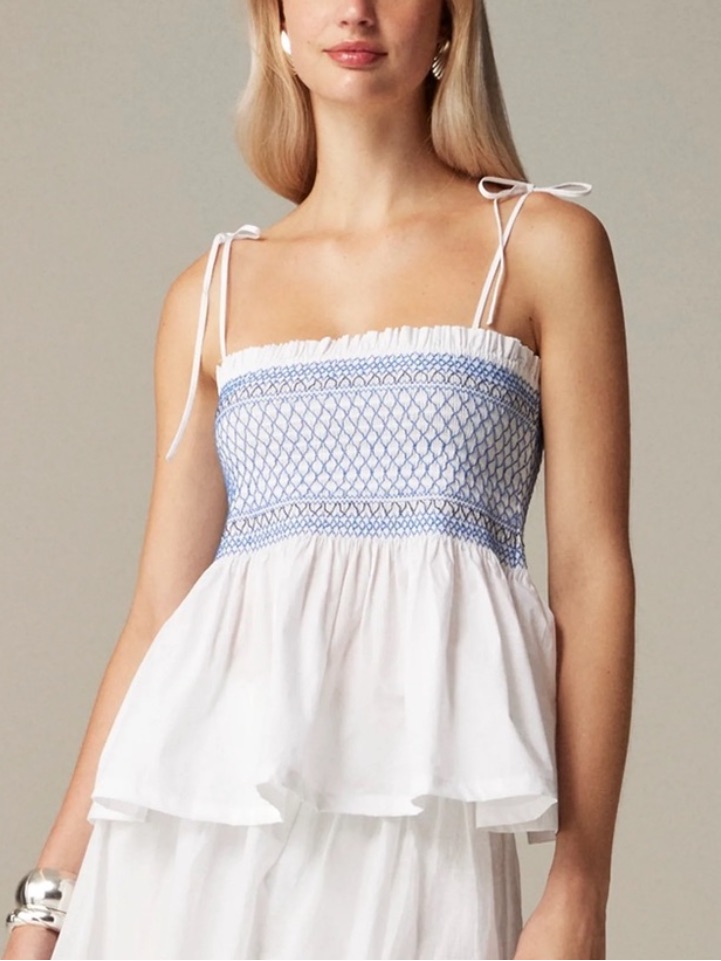 J.Crew Hand Smocked Paloma Top Small Nwt